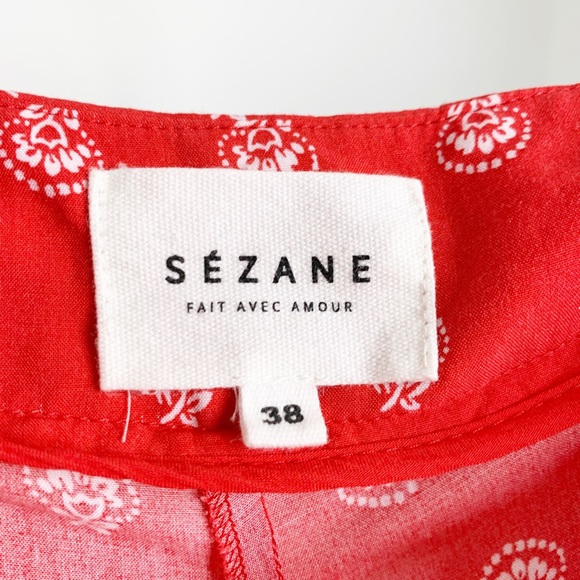 SEZANE Red Floral Eddy Trouser Pants sz 38 (US 6) - Picture 9 of 12